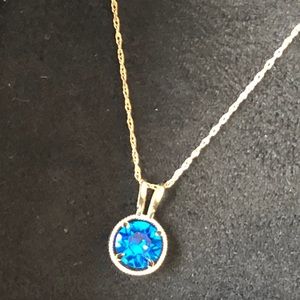 10k solid gold necklace blue sapphire